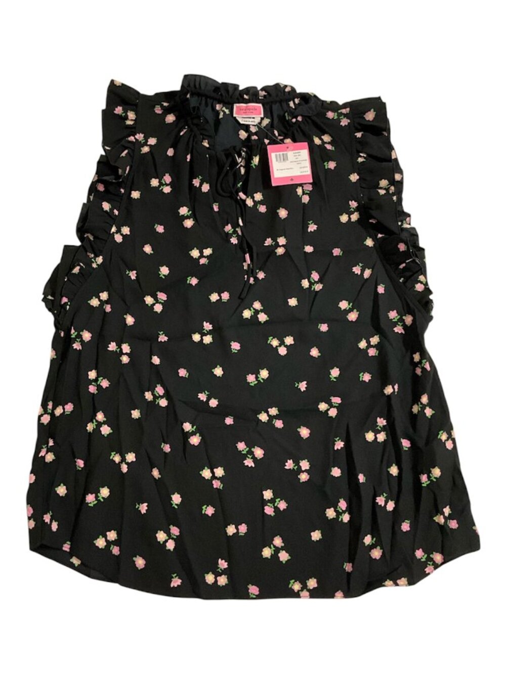 Kate Spade Begonia Tie Neck Sleeveless Blouse Black Women’s L NWT $198 MSRP